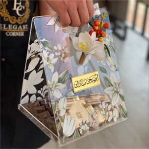 custom crystal muslim rustic small party favors gift box handles acrylic serving Wedding tray for guests