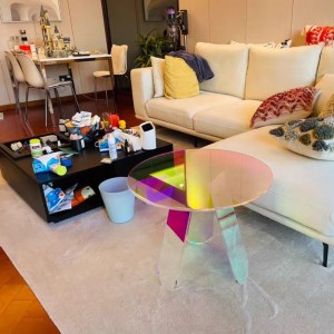 wholesale Clear acrylic outdoor PMMA plastic outside modern design rainbow dining coffee table chair at home