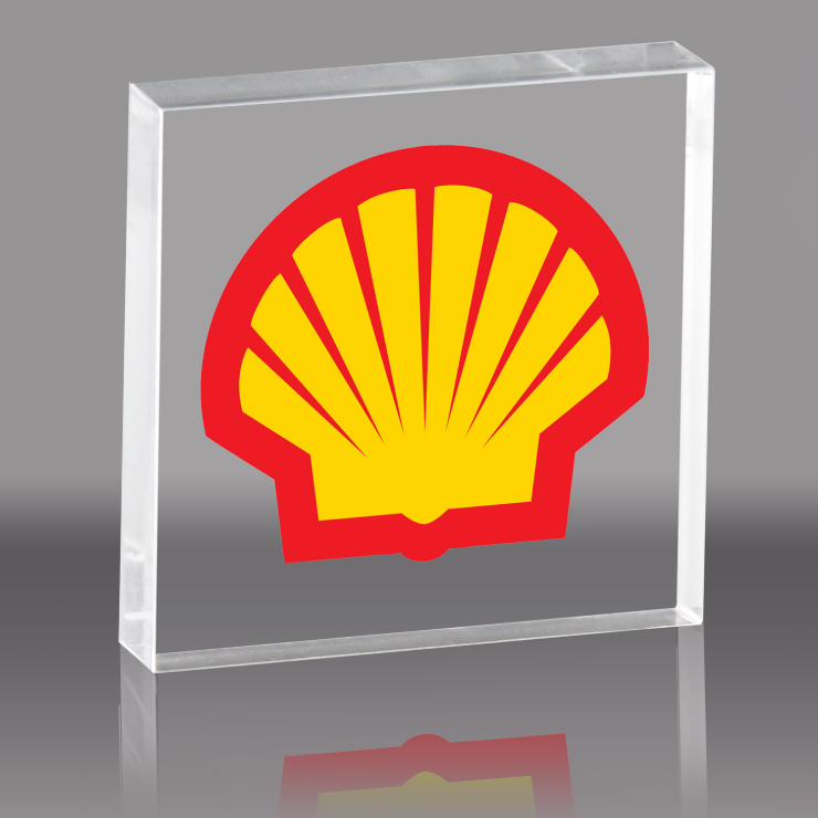 Custom Countertop Lucite Logo Sign  Hand Polished Acrylic Glass Logo Block