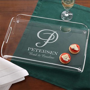 Modern Large luxury rainbow Color Drink insert Curved White Plastic food clear acrylic Serving tray set with Handles