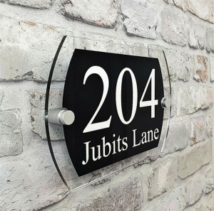 Modern floating hotel office home welcom address signs door number decorative plates custom Acrylic House Number Sign Plaque