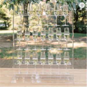 custom wholesale plastic wall champagne bottle cup display stand clear acrylic champagne glass holder For Wedding