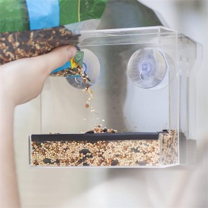Customized Outside Indoor Window Bird Feeder Clear Acrylic Bird House Feeder