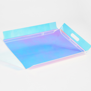 Manufacturer Custom Clear Rectangle Durable Easy Clean Acrylic Serving Tray With Handles