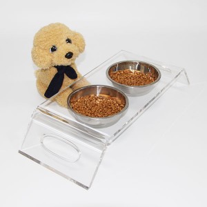 custom Wholesale Transparent clear Pet Bowl Acrylic cat dog bowls Feeding Stand