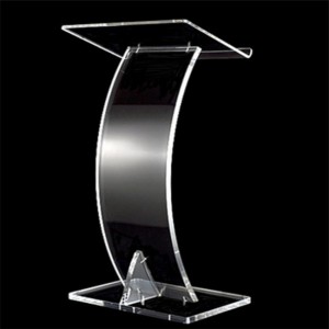 Acrylic Portable Professional  Presentation Podium Lectern Pulpits for Churches with Wide Reading Surface and LED Light