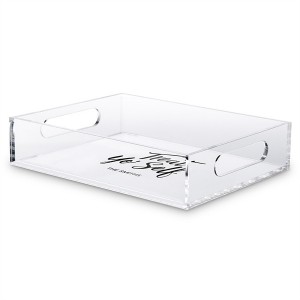 Plexiglass Acrylic Dog Bowl Display Tray Acrylic Dog Bowl Tray with Polished Brass Corners