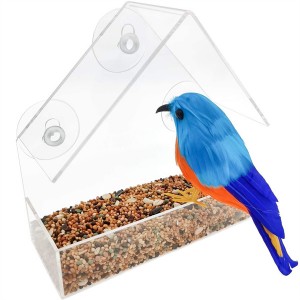 Window Bird Feeder Outdoor Triangle Clear Acrylic Bird House Feeders with Strong Suction Cups