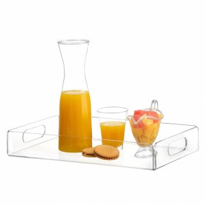 Iridescent Acrylic Serving Tray Restaurant Acrylic Tray Rainbow Food Storage Tray with Handles