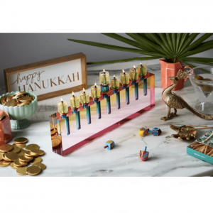 Acrylic Modular Chanukaih Menorah Colored Lucite Candle Holder Wax Candles Home Decor